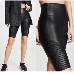 Spanx Faux Leather Moto Bike Shorts in black